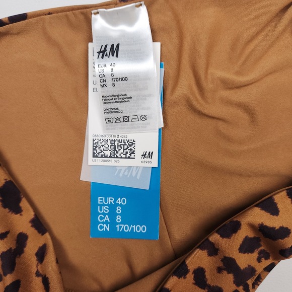 H&M Leopard Print Hipster Bikini Bottoms Brown Black Size 8 NEW - Picture 4 of 4
